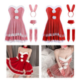 Maxbell Classic Bunny Costume Cosplay W/ Bunny Ears Christmas Party Dress up Pink