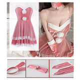 Maxbell Classic Bunny Costume Cosplay W/ Bunny Ears Christmas Party Dress up Pink