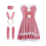 Maxbell Classic Bunny Costume Cosplay W/ Bunny Ears Christmas Party Dress up Pink