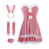 Maxbell Classic Bunny Costume Cosplay W/ Bunny Ears Christmas Party Dress up Pink