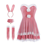 Maxbell Classic Bunny Costume Cosplay W/ Bunny Ears Christmas Party Dress up Pink