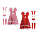 Maxbell Classic Bunny Costume Cosplay W/ Bunny Ears Christmas Party Dress up Pink
