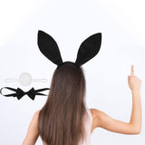 Maxbell Women's Bunny Costume Set Rabbit Ear Headband Rabbit Tail for Carnival Black