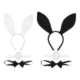 Maxbell Women's Bunny Costume Set Rabbit Ear Headband Rabbit Tail for Carnival Black