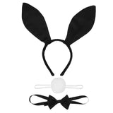 Maxbell Women's Bunny Costume Set Rabbit Ear Headband Rabbit Tail for Carnival Black