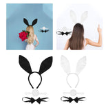 Maxbell Women's Bunny Costume Set Rabbit Ear Headband Rabbit Tail for Carnival Black