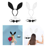 Maxbell Women's Bunny Costume Set Rabbit Ear Headband Rabbit Tail for Carnival Black