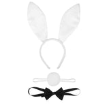 Maxbell Women's Bunny Costume Set Rabbit Ear Headband Rabbit Tail for Carnival White