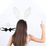 Maxbell Women's Bunny Costume Set Rabbit Ear Headband Rabbit Tail for Carnival White