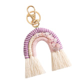Maxbell Rainbow Boho Keychain Lobster Clasp Wallet Key Chain Rings Keyring Holder Purple