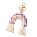Maxbell Rainbow Boho Keychain Lobster Clasp Wallet Key Chain Rings Keyring Holder Purple