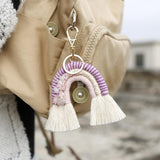 Maxbell Rainbow Boho Keychain Lobster Clasp Wallet Key Chain Rings Keyring Holder Purple