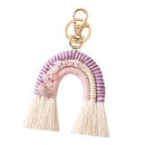 Maxbell Rainbow Boho Keychain Lobster Clasp Wallet Key Chain Rings Keyring Holder Purple