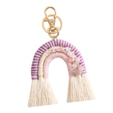 Maxbell Rainbow Boho Keychain Lobster Clasp Wallet Key Chain Rings Keyring Holder Purple