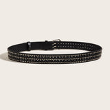 Maxbell Fashion Men Rivet Belt Adjustable PU Leather Casual Punk Cool Boy Girl black