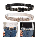 Maxbell Fashion Men Rivet Belt Adjustable PU Leather Casual Punk Cool Boy Girl black