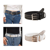 Maxbell Fashion Men Rivet Belt Adjustable PU Leather Casual Punk Cool Boy Girl black