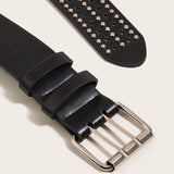Maxbell Fashion Men Rivet Belt Adjustable PU Leather Casual Punk Cool Boy Girl black