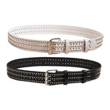 Maxbell Fashion Men Rivet Belt Adjustable PU Leather Casual Punk Cool Boy Girl black
