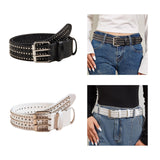Maxbell Fashion Men Rivet Belt Adjustable PU Leather Casual Punk Cool Boy Girl black