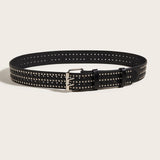 Maxbell Fashion Men Rivet Belt Adjustable PU Leather Casual Punk Cool Boy Girl black