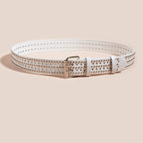 Maxbell Fashion Men Rivet Belt Adjustable PU Leather Casual Punk Cool Boy Girl white