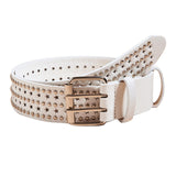 Maxbell Fashion Men Rivet Belt Adjustable PU Leather Casual Punk Cool Boy Girl white