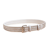 Maxbell Fashion Men Rivet Belt Adjustable PU Leather Casual Punk Cool Boy Girl white