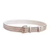 Maxbell Fashion Men Rivet Belt Adjustable PU Leather Casual Punk Cool Boy Girl white