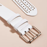Maxbell Fashion Men Rivet Belt Adjustable PU Leather Casual Punk Cool Boy Girl white