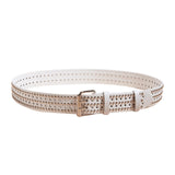 Maxbell Fashion Men Rivet Belt Adjustable PU Leather Casual Punk Cool Boy Girl white