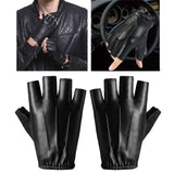Maxbell Lightweight Half Finger Gloves Wear Resistant Mittens PU Leather Men