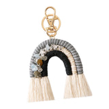 Maxbell Rainbow Boho Keychain Lobster Clasp Wallet Key Chain Rings Keyring Holder Gray