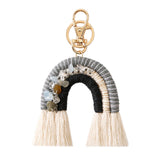 Maxbell Rainbow Boho Keychain Lobster Clasp Wallet Key Chain Rings Keyring Holder Gray
