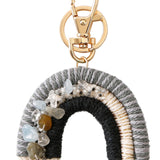 Maxbell Rainbow Boho Keychain Lobster Clasp Wallet Key Chain Rings Keyring Holder Gray
