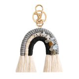 Maxbell Rainbow Boho Keychain Lobster Clasp Wallet Key Chain Rings Keyring Holder Gray