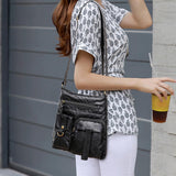 Maxbell Bag for Women Soft PU Leather Messenger Bag Bag Purse Medium Black