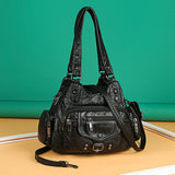 Maxbell Handbag Purse Holder Wallet Travel Money Cosmetics Soft PU Shoulder Bag Black