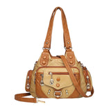 Maxbell Handbag Purse Holder Wallet Travel Money Cosmetics Soft PU Shoulder Bag Khaki