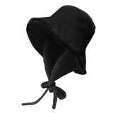 Maxbell Autumn Winter Hat Fisherman Hat Plush Bucket Hat for Teens Camping Outdoor Black