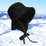 Maxbell Autumn Winter Hat Fisherman Hat Plush Bucket Hat for Teens Camping Outdoor Black