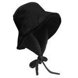 Maxbell Autumn Winter Hat Fisherman Hat Plush Bucket Hat for Teens Camping Outdoor Black