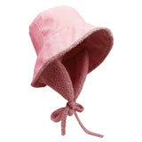 Maxbell Autumn Winter Hat Fisherman Hat Plush Bucket Hat for Teens Camping Outdoor Pink