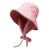 Maxbell Autumn Winter Hat Fisherman Hat Plush Bucket Hat for Teens Camping Outdoor Pink