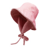 Maxbell Autumn Winter Hat Fisherman Hat Plush Bucket Hat for Teens Camping Outdoor Pink