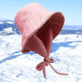 Maxbell Autumn Winter Hat Fisherman Hat Plush Bucket Hat for Teens Camping Outdoor Pink