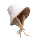 Maxbell Autumn Winter Hat Fisherman Hat Plush Bucket Hat for Teens Camping Outdoor White