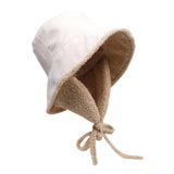 Maxbell Autumn Winter Hat Fisherman Hat Plush Bucket Hat for Teens Camping Outdoor White