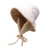 Maxbell Autumn Winter Hat Fisherman Hat Plush Bucket Hat for Teens Camping Outdoor White