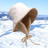 Maxbell Autumn Winter Hat Fisherman Hat Plush Bucket Hat for Teens Camping Outdoor White